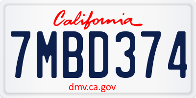 CA license plate 7MBD374