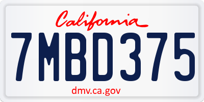 CA license plate 7MBD375