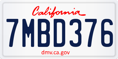 CA license plate 7MBD376