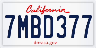 CA license plate 7MBD377