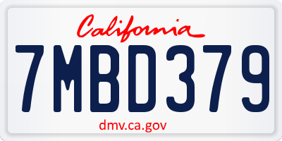 CA license plate 7MBD379