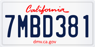 CA license plate 7MBD381