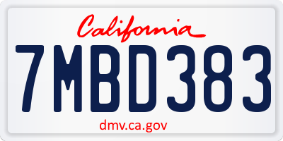 CA license plate 7MBD383