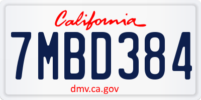 CA license plate 7MBD384