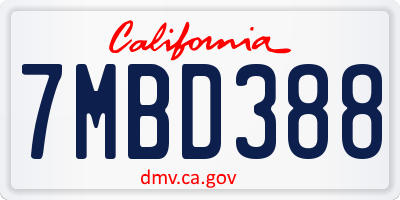 CA license plate 7MBD388
