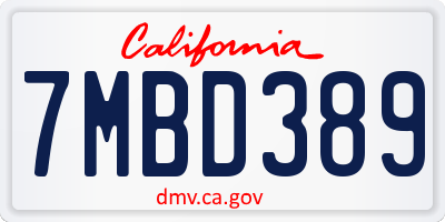 CA license plate 7MBD389
