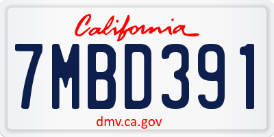 CA license plate 7MBD391