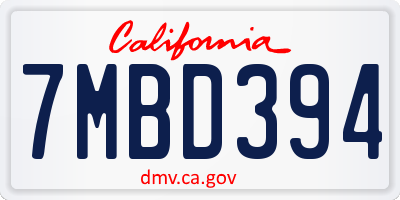 CA license plate 7MBD394