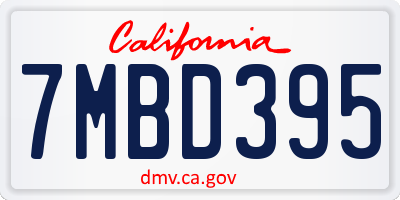 CA license plate 7MBD395
