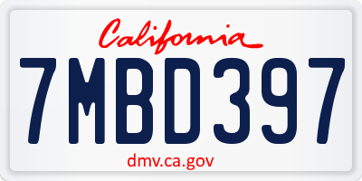 CA license plate 7MBD397