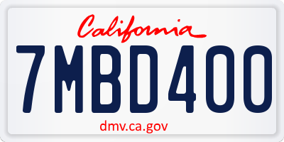 CA license plate 7MBD400