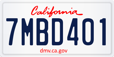 CA license plate 7MBD401