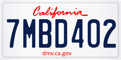 CA license plate 7MBD402