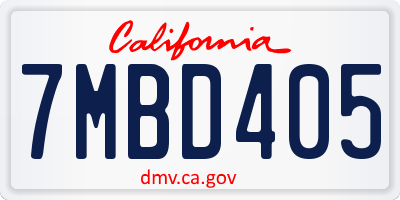 CA license plate 7MBD405