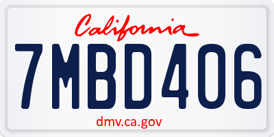 CA license plate 7MBD406