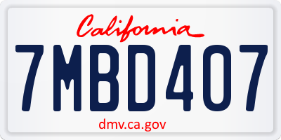 CA license plate 7MBD407