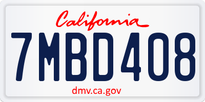CA license plate 7MBD408