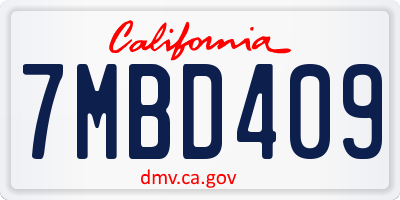 CA license plate 7MBD409