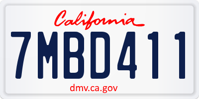 CA license plate 7MBD411