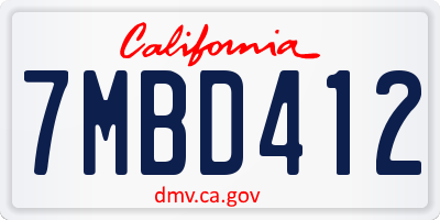 CA license plate 7MBD412