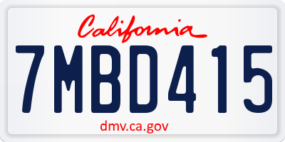 CA license plate 7MBD415