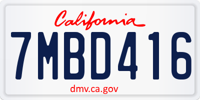 CA license plate 7MBD416