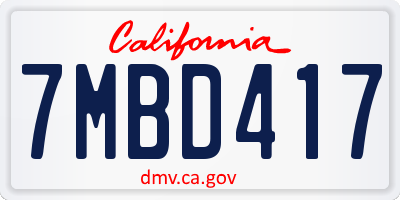 CA license plate 7MBD417