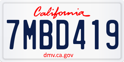 CA license plate 7MBD419