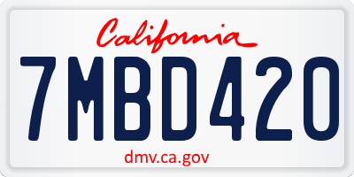 CA license plate 7MBD420