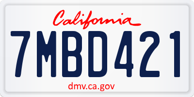 CA license plate 7MBD421