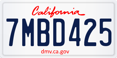 CA license plate 7MBD425