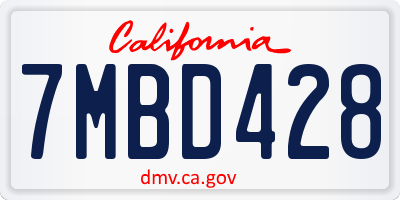 CA license plate 7MBD428