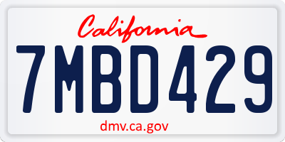 CA license plate 7MBD429