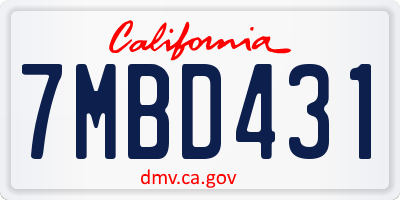 CA license plate 7MBD431