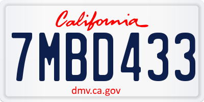 CA license plate 7MBD433