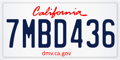 CA license plate 7MBD436
