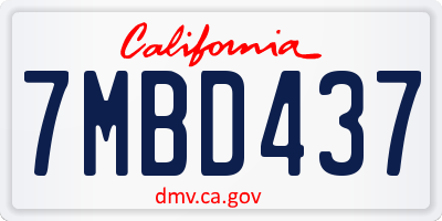 CA license plate 7MBD437