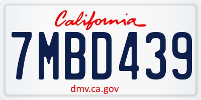 CA license plate 7MBD439
