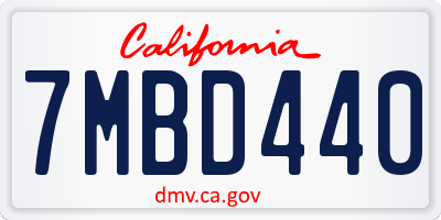 CA license plate 7MBD440