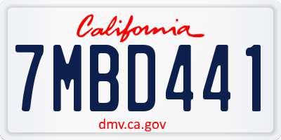 CA license plate 7MBD441