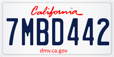 CA license plate 7MBD442