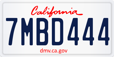 CA license plate 7MBD444