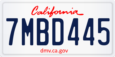 CA license plate 7MBD445