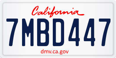 CA license plate 7MBD447