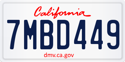 CA license plate 7MBD449