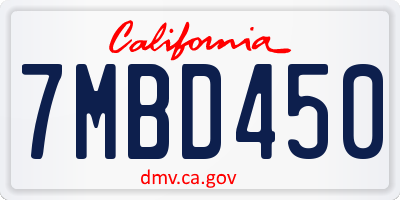 CA license plate 7MBD450