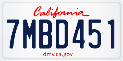 CA license plate 7MBD451