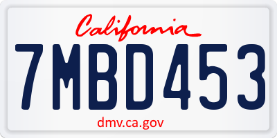 CA license plate 7MBD453