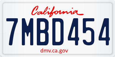 CA license plate 7MBD454