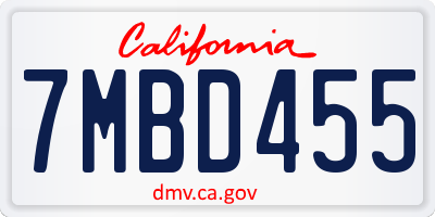 CA license plate 7MBD455